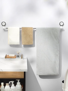Ecoco Suction Cup Towel Holder Bath Towel Rail Clothes Rod Length/Angle Adjustable Removable Reuse
