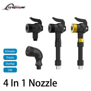 4-In-1 Bicycle Air Nozzle Inflatable Pump Bike Tire Mini Air Pump Valve with Presta Schrader Clik Dunlop Valve Connector Adapter