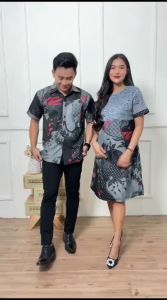 Outfit Atasan Couple Batik Dress Brokat Pasangan Pria Wanita Lengan Pendek Baju Couple pasangan Berdua sama doi