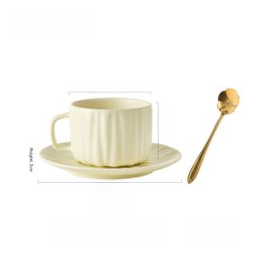 Nordic Style Ceramic Cup Set U Mi LIVING Frosted Pattern High Aesthetic Value Home Use Coffee Cups with Plate Pure Color