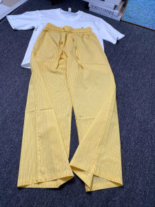 Quần Ống Đứng Sọc Màu Vàng Dopamine Cho Nam Quần Dài Ống Rộng Phong Cách Mỹ Thường Ngày Mùa Hè Quần Dài Thoáng Khí