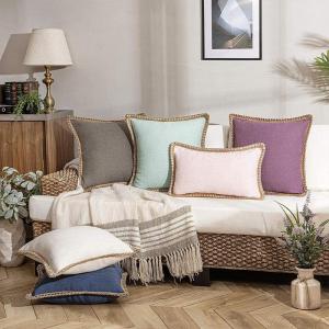 SHANNAIER | Comfortable Simple Pure Color Nordic Luxurious Linen Sofa Cushion Cover