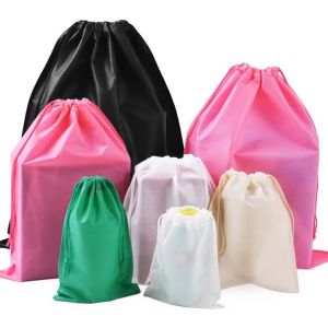 5Pcs Eco Bag Drawstring Pouch Non-woven Shoe Bags Travel Shoe String Bag Dustproof Shoe Storage Bag Portable Clothes Packaging Bag