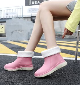 Giày Đi Mưa Chống Trượt Đế Bằng Đế Cao Su Đế Ngắn Mùa Xuân Hè Ngọt Ngào Nhà Bếp Giày Đi Mưa Chống Thấm Nước Cho Nữ