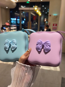 Cute Heart Bow Portable Mini Organizer Cache Purse Charger Data Cable Headphone Storage Bag Travel Makeup Lipstick Bag Pouch Coin Purse