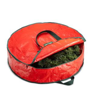 Durable Foldable Christmas Wreath Storage Bags Waterproof Dustproof Round Decoration Storage Bag with Handles Storage Bag