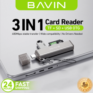 BAVIN O92 3-in-1 USB2.0 Portable Card Reader TF + SD + USB OTG w/480Mbps For Laptop Smartphone Tablet & OTG Supported