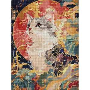 5D DIY Full Square Drill Diamond Painting Kit Moonlit Cats Whisper Design 45cm X 60cm For Adults Art And Crafts Home Decor Gift