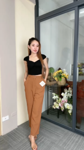 Willing PP High Waist Straight-Leg Trousers for Women – Regular Fit (Sizes 26-30) Stretch POLYESTER Garter Waist Casual to Formal Wear – Clean Girl Aesthetic #51610