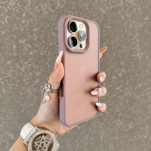 เคสโทรศัพท์แบบเต็มจอเคลือบด้านสีชมพูอ่อนสำหรับ iPhone 17 pro Max รุ่นใหม่ ใส่ป้องกันการตกหล่นได้ดี เปลือกป้องกันแบบเรียบง่ายและทันสมัย