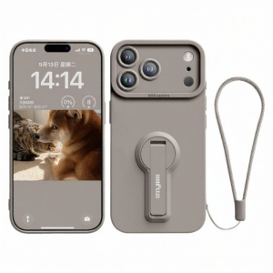 GGUU | Protective Case for iPhone 17 Pro Max Anti-Shock Full-Coverage Silicone Stand Wristlet Lanyard