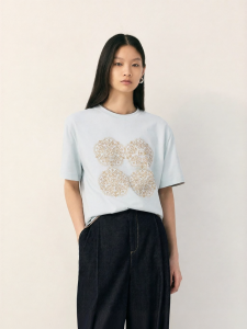 Dazzle | Áo Thun Cotton Form Rộng Có Họa Tiết Đồng Hồ Thêu
