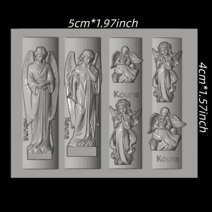 A 3D nail art with silicone mold gypsum goddess gothic veil statue angel carving three-dimensional nail art