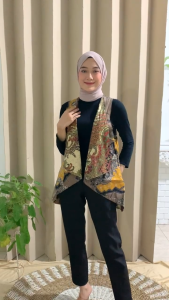 Blazer Outer Batik Wanita Cardingan Bahan Katun Bolak Balik