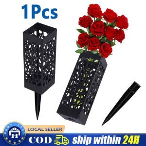 【Local Delivery】 Grave Vase Memorial Cemetery Easy and Versatile Use for Flower Grave Marker Floral Holder with Long Spike and Drainage LZC-Grave-Flower-Holder