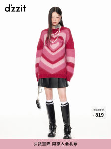 Dzzit Knitted Sweater Millennium Style Red Heart Top for Spring Fashion New Year Love Fashion Womens Long Sleeve Regular Length