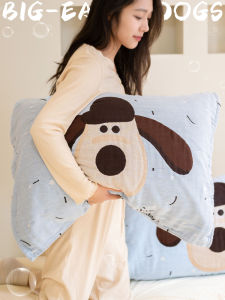 Khăn Trải Giường Cotton Mềm Mại Thấm Hút Mồ Hôi Thoáng Khí Hình Chú Chó Tai Lớn Dùng Cho Một Người Dùng Khăn Trải Giường
