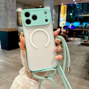 Crossbody Necklace Strap Matte For Magsafe Magnetic Case For iPhone 17 Pro Max 16 15 Plus 14 13 12 11 Camera Protection Cover