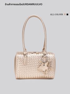 URCDN RDALVO | Champagne Color Weave Tote Bag Large Capacity Commuter Use