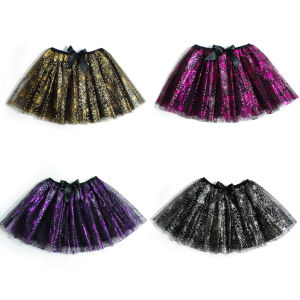 Adult Halloween Spider Web Tulle Skirt Elastic Waist Short A-Line Party Skirt for Cosplay Costume Halloween Party