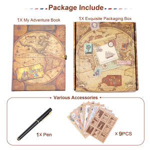 DIY photo album retro map theme  retro kraft paper adventure photo album  creative commemorative travel gift photo album book