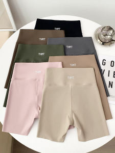 กางเกงโยคะสั้นเอวสูงสำหรับผู้หญิง กางเกงกีฬาป้องกันแสง ผ้าไนลอนบาง ด้านนอกฤดูร้อน กางเกงยีนส์เอวสูง กระชับสัดส่วน เอวยางยืด