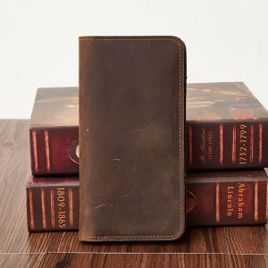 Long Wallet Men Bi-fold Crazy Horse Cowhide Leather Man Purse Dompet Panjang Kulit Lembu Lelaki 疯马牛皮长钱包男 2043