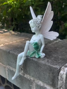 1pcs Gorgeous Resin Flower Fairy Figurines with Wings - Ideal Outdoor Garden & Yard Decoration Craft