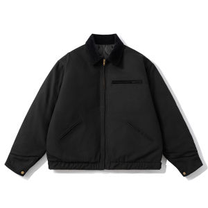 American Retro Detroit Parka Jacket Cotton-Padded Coat Mens Fall and Winter Washed Pure Cotton Loose Casual Thicken Cotton Clothes Coat