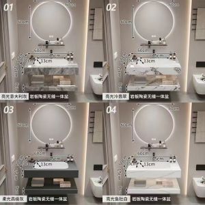 Modern Minimalist Ceramic Rock Board Bathroom Cabinet Combination Double Layer Sink Integrated Basin Bathroom Vanity Set