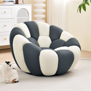 Minimalist Modern Lazy Sofa Rotatable Football Shaped Bubble Chair for Bedroom and Living Room Artistic Style Cloth Cover