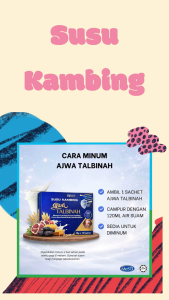 Talbinah Goat Milk Ajwa Drink | Barley + Ajwa Dates + Honey + Pomegranate | Sunnah Health Beverage | Halal MeSTI | 10 Sachets