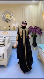 SinggalangFashion-COD//Gamis Abaya Turkey/Baju Muslim Wanita/ Abaya Arab Hitam Jersey Mix Ceruti Model 890 Kvn Terbaru