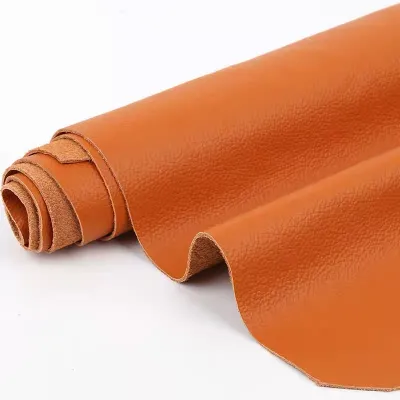 1.2mm fine grain cowhide orange sofa soft bag handmade DIY leather goods whole piece cowhide orange thin leather fabric
