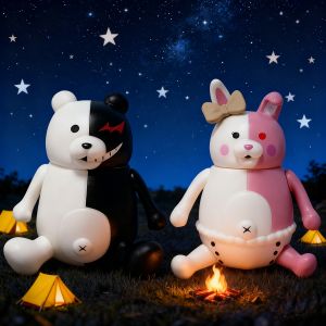 Bandai | 11cm/4.33in Danganronpa 1 / 2 Reload Anime Figure Bear Monokuma Action Figure Pink Rabbit Monomi PVC Collection Model Doll Toys