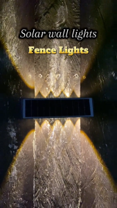 10LED Solar Wall Lamp Outdoor Waterproof Garden Lights Balcony Decorative  Up And Down Luminous Stairs Light Warm  Garden Fence Patio Light For Yard