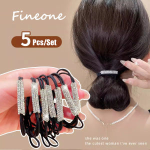 5Pcs/Set Luxury Rhinestone Hair Scrunchie Hair Ties Ponytail Hair for Girls Accessories Headwear Rhinestone Elastic Rubber Accessory