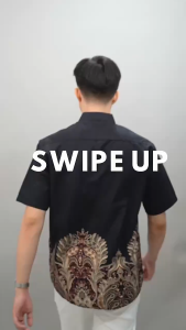 Swipe Up Kemeja Batik Pria Modern Lengan Pendek Charisma Black