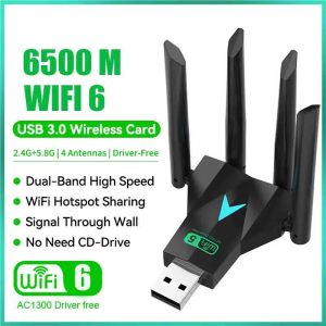 SukTrove ตัวรับสัญญาณ wifi 5G 2.4GHz-5.8GHz (6500Mbps)USB3.0 ตัวขยายสัญญาณ WiFi ตัวขยายไวไฟ ตัวรับสัญญาณไวไฟ