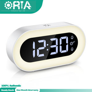 ORIA Digital Clock Rechargeable Music Clock W/ Night Light Dimmable LED Alarm Clock 12/ 24H Format Snooze Function Simple Settings