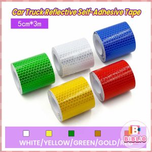 BIBLIO 5cm Wide Car Reflective Tape Decoration Stickers Car Warning Safety Reflection Tape Film