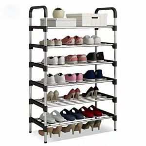 SOLID HOME 6 Layer Shoe Rack Stainless Steel Stackable Shoes Organizer Storage Stand COD
