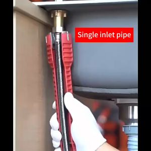 MIFFY Sink Wrench 8-In-1 Multifunctional Faucet Key Plumbing Pipe Wrench Anti-Slip Kitchen Repair Plumbing Tool