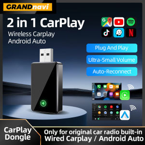 2IN1 Wired to Wireless Carplay Wireless Android Auto USB Adapter Bluetooth Dongle For KIA Ford Audi Porsche MG Toyota VW Hyundai