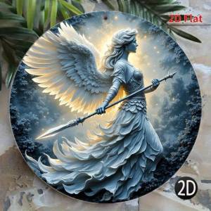 ANGEL With Spear Metal Wall Art Luminous Star Decor Fantasy Gothic Night Sky Bedroom