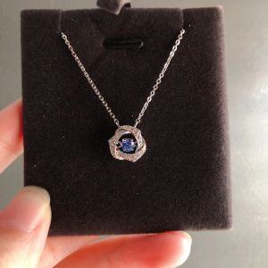 Unique 0.3Ct Lab grown Blue Diamond Pendant Necklace 18K White Gold Pendant Wedding Anniversary P087