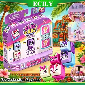 ECILY Clickee Mechanical Keyboard Keycap Cute Backpack Pendant Keychain Pet Doll Blind Box Stress Relief Anime Collectible Kids Toy