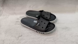 New Men Casual Beige Rubber Slides with Logo Embellishment