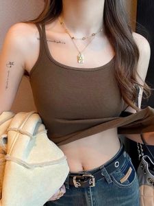 Fleece-lined Thickened Small Sling Vest Womens Autumn and Winter Inner Wear Heattech Backless Bra One Underwear with Chest Pad Base