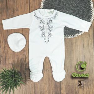Baju Koko Bayi Newborn Jumper Koko Bayi Baru Lahir Set Peci Ozuka 0-1 Bulan Bahan Kaos Katun 100% Adem